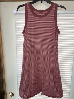 Sonoma Sleeveless Striped Midi Dress in Maroon and Pink